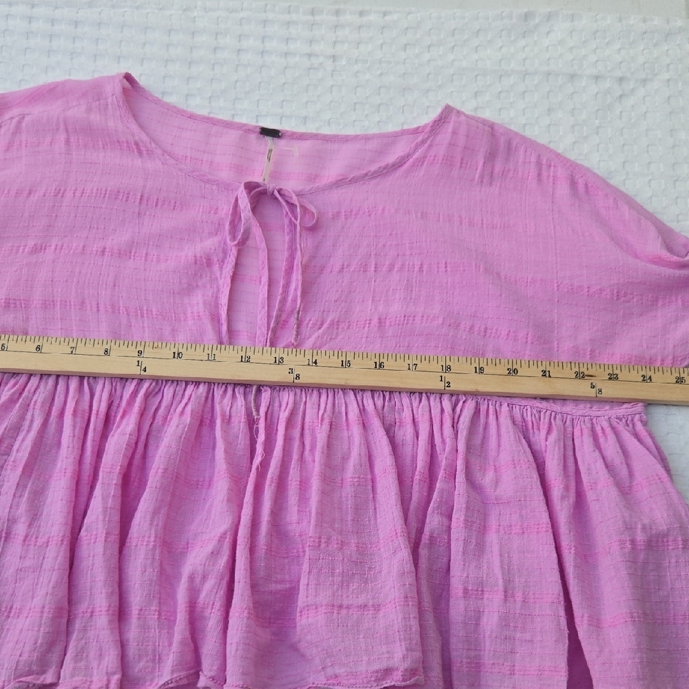 Free People Pink Flutter Crop Peasant Top - Picture 8 of 10